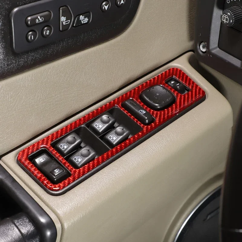 4Pcs Soft Carbon Fiber For 2003-2007 Hummer H2 Car Glass Lift Switch Panel Sticker Car Decoration Accessories