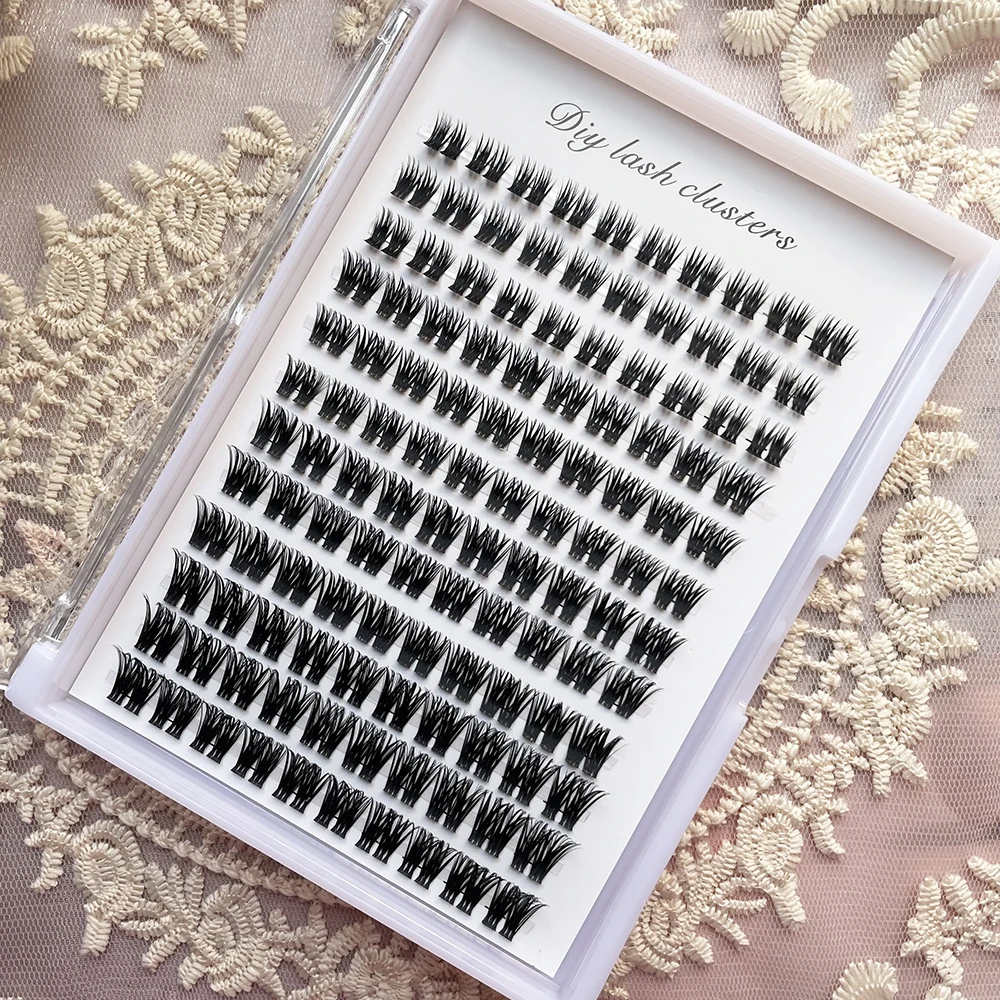 12 Rows Cluster Lashes Segmented False Eyelashes 10-16mm Reusable Ultra Slender Cluster DIY Eyelashes