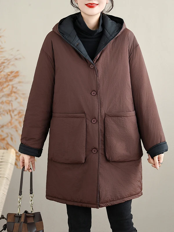 

Женский зимний теплый хлопковый джемпер средней длины с капюшоном, свободный удобный открытый кардиган, верхняя одежда