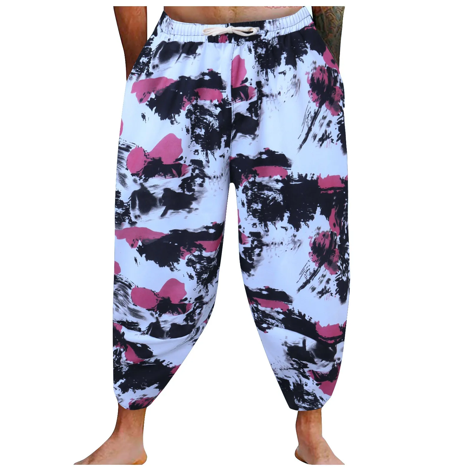 Men's Beach Pants Men's Summer Shorts Thai Capri Radish Pants Men's Fashion Plus Size Loose Casual Pants Swim Shorts with Liner