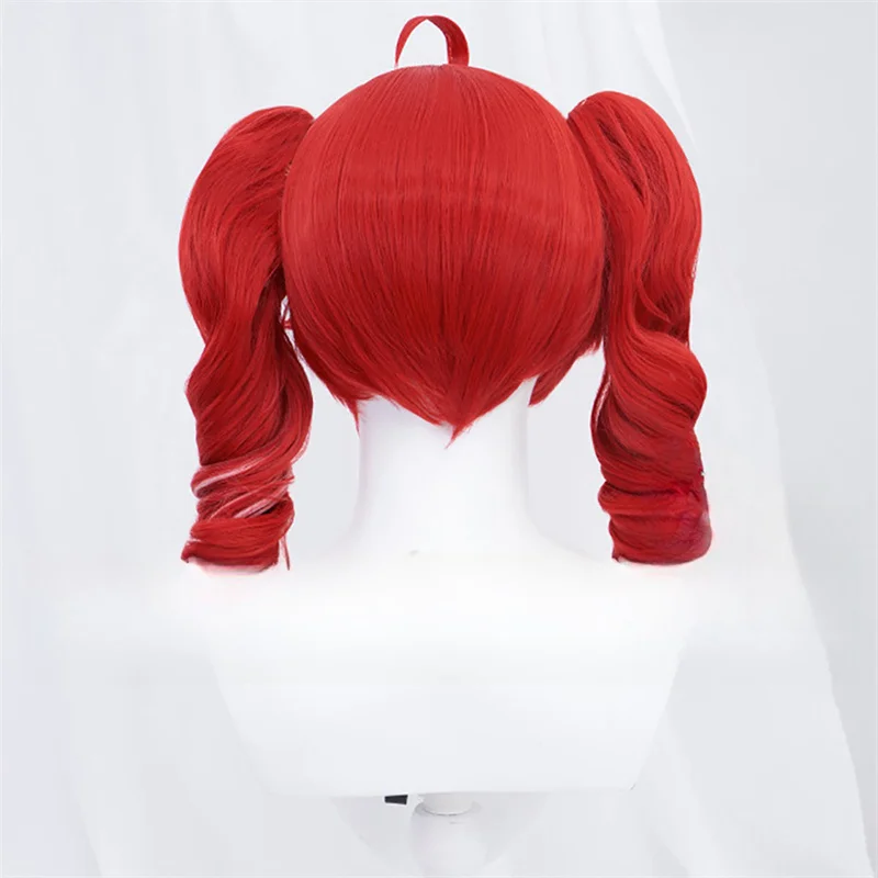 อะนิเมะ Kasane Teto คอสเพลย์วิกผมสีแดงลอนผมหางม้าคู่วิกผมทนความร้อนสูงหมวกเครื่องแต่งกายอุปกรณ์เสริมสําหรับผู้หญิงหญิง