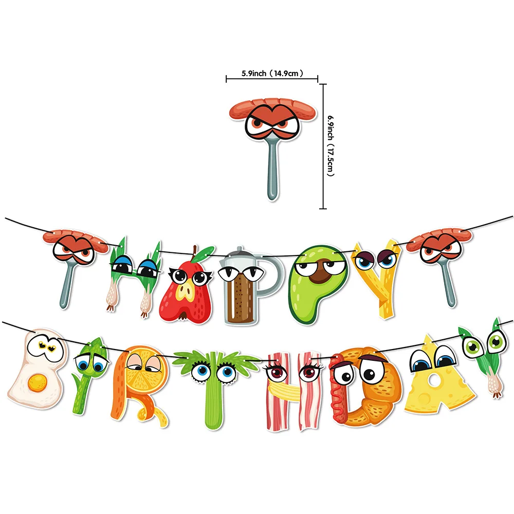 Cartoon Cute Sausage Party Banner Flag Balloon Comedy Adventure Animation Foodtopia Birthday Decoration