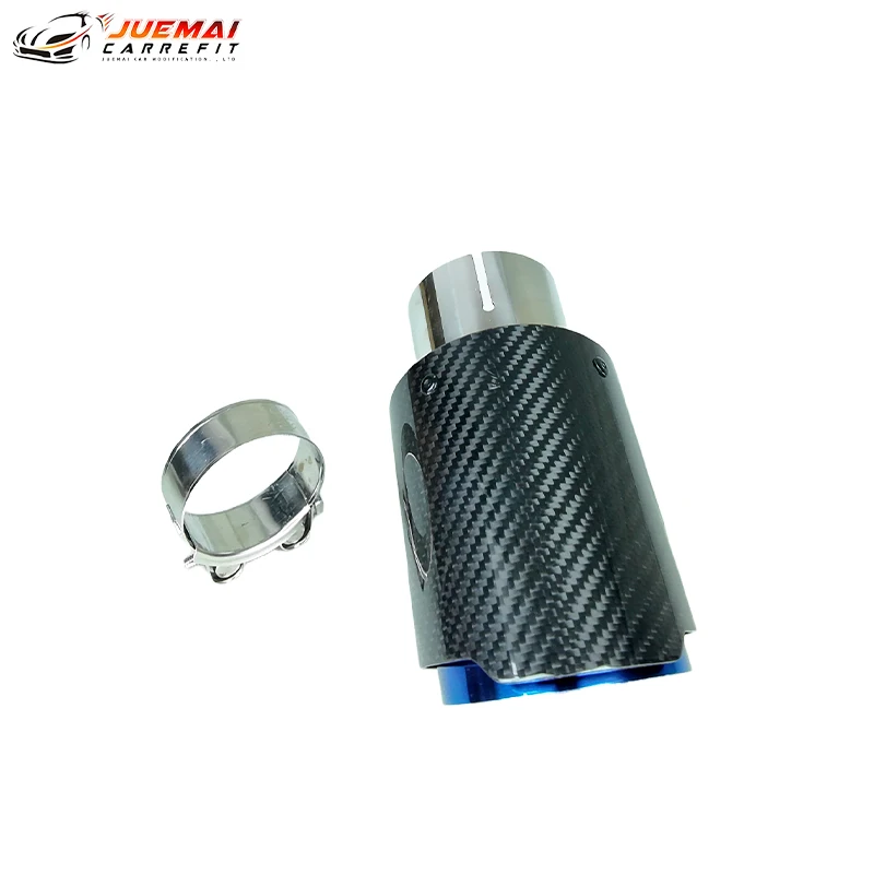 High-end GM Multi-bore Carbon Fiber Decorative Nozzle for Car Tuning Stainless Steel Silver 89 101 114mm Outlet Exhaust  Muffler