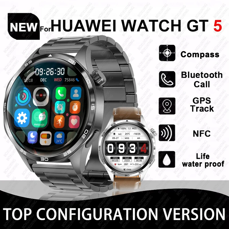 For Huawei GT5 PRO Smart Watch Men Watch 4 Pro upgraded version AMOLED HD Screen Bluetooth Call GPS NFC Heart rate SmartWatches