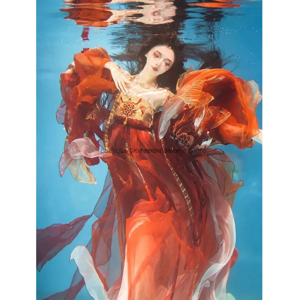 

Cos Nagi 77 Koi Mythology Series Тяжелая промышленность Рубашка с открытыми плечами и большими рукавами Юбка длиной до груди Hanfu Женский хвостовой комплект