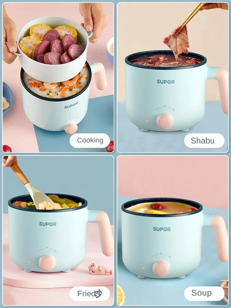 Supor-Olla de Cocina eléctrica pequeña para 2 personas, mini olla de fideos instantáneos para dormitorio de estudiantes, multifuncional en 1