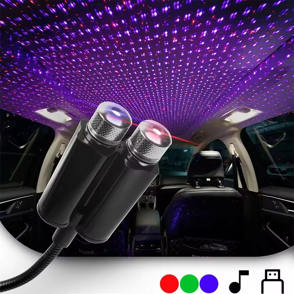 1Pcs USB LED Starry Sky Night Light USB Powered Galaxy Star Projector Atmosphere Lamp For Auto Car Roof Room Ceiling Decor