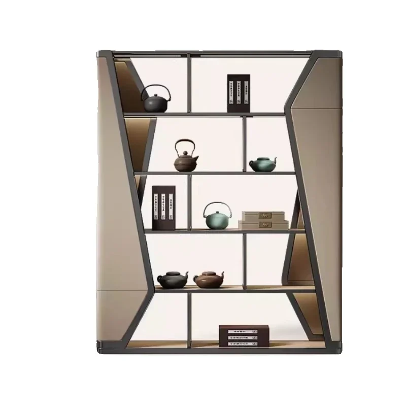 Light luxury stainless steel bookshelf shelf display living room Internet celebrity bookcase combination creative Bogu shelf