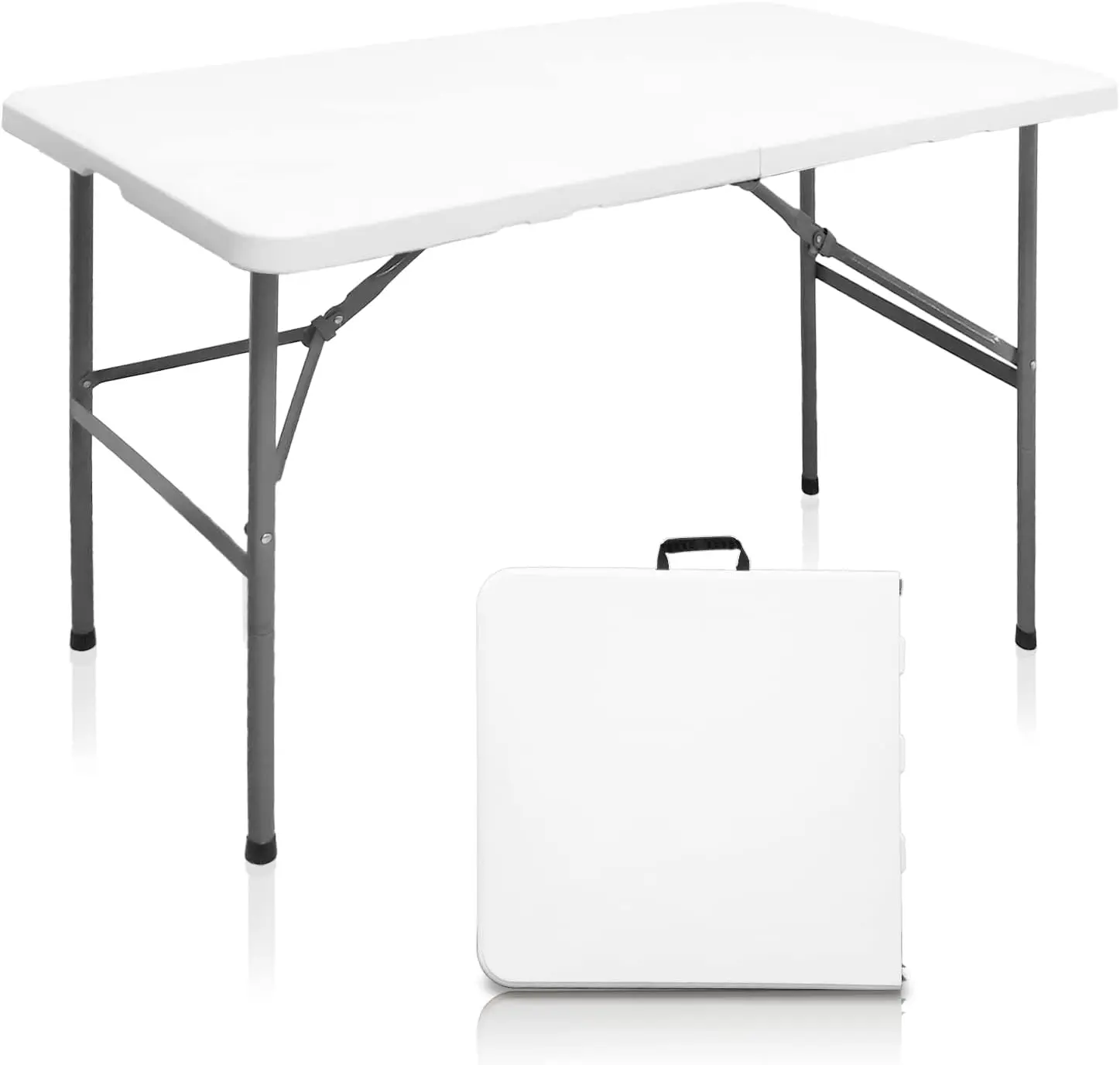 

4ft Heavy Duty Folding Table for Indoor Outdoor Use, Portable Picnic Party Camping with Handle