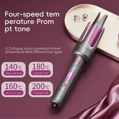 Automatic Curler 32mm Big Curl Negative Ion Ceramic Curler 4-speed Adjustable Beep Digital Display Quick Styling Tool