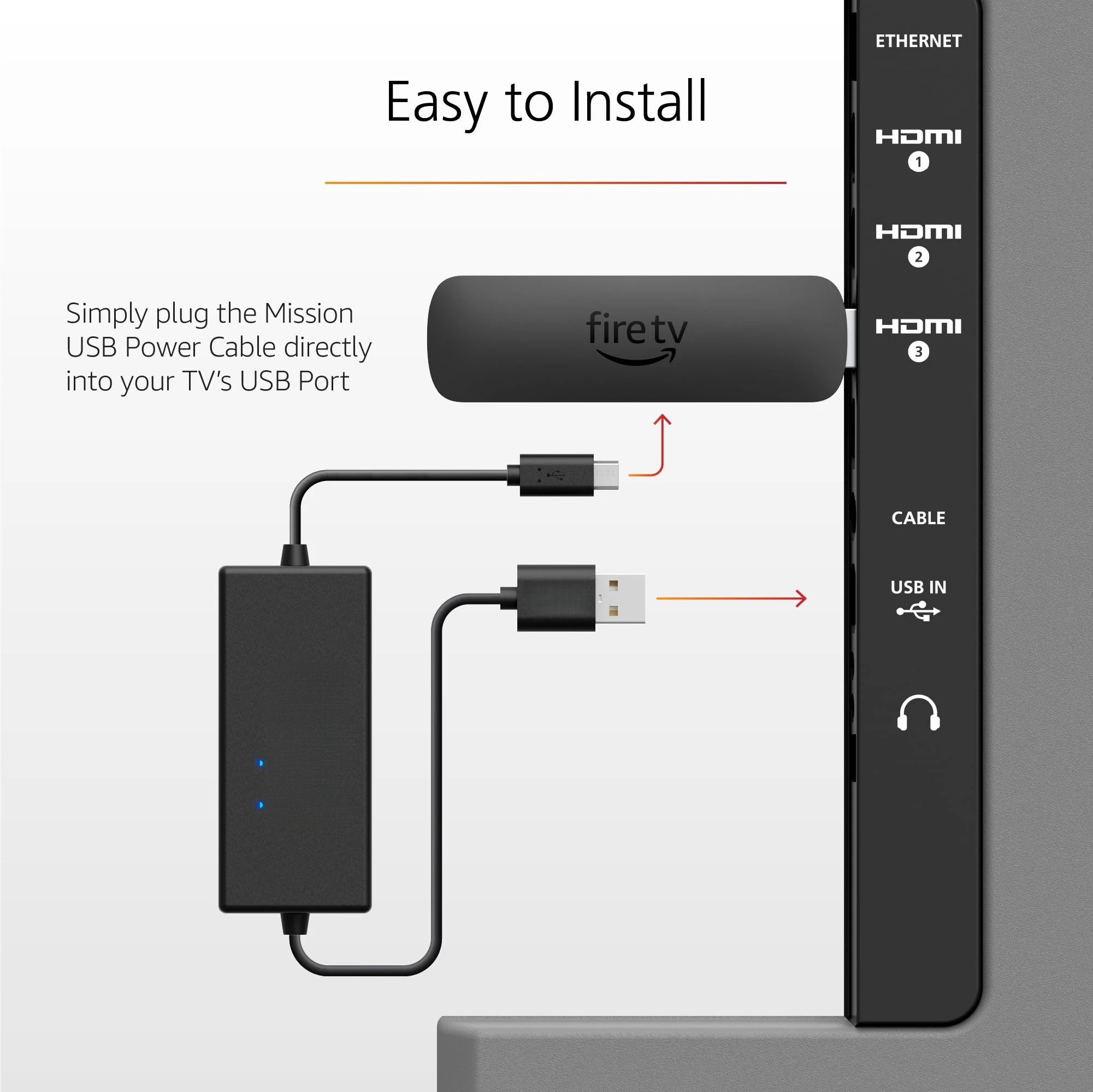 Power Cable Adapter for AMZ Fire TV Stick, Power Fire TV Stick Directly From TV USB Port (Eliminates The Need For AC Adapter) image 5