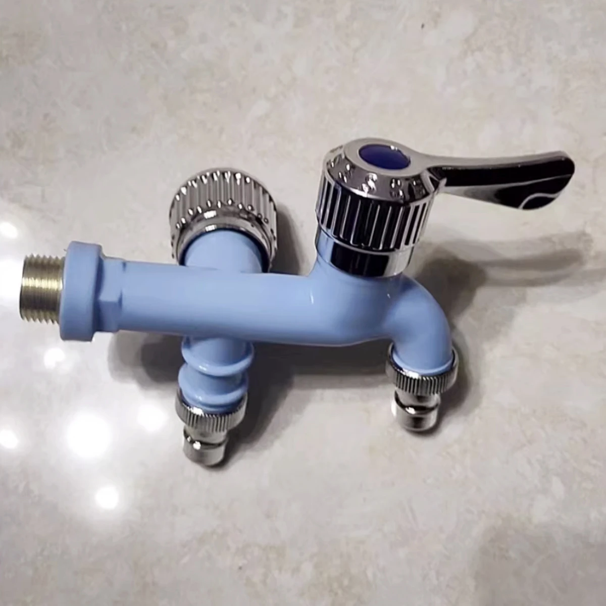 Kitchen Dual-Control ABS Faucet 1/2" Threaded Connection Water Saving Bathroom Shower Tap Washing Machine Dual-Use Splicer 1Pc