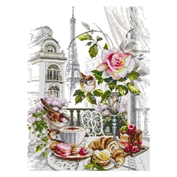 Joy Sunday Cross Stitch Kit French breakfast 11CT 14CT Printed Fabric Cross Stitch Kits Embroidery Kit