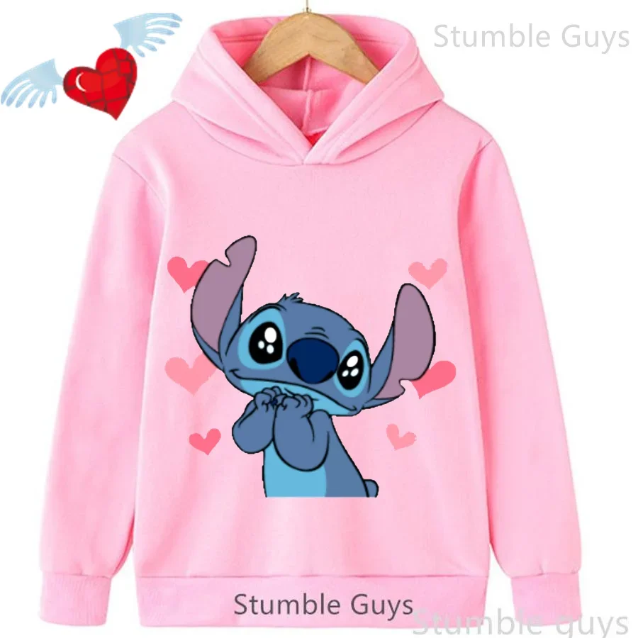

3-12Y Autumn Kids Stitch Kawaii Disney Sweatshirt Trucksuit Warm Fashionable Boys Clothes Girls