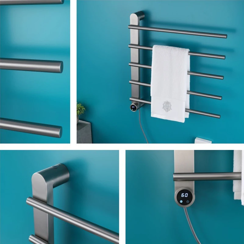 OXG toallero eléctrico soporte de toalla calefactor adecuado para baño toallero calefactable temporizador incorporado calentadores de toallas calentados