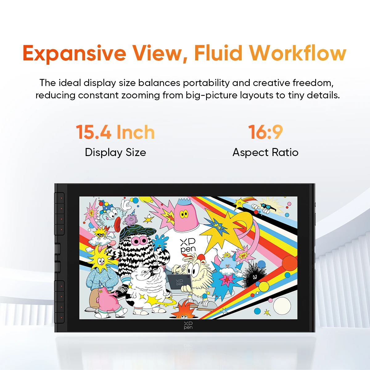 XPPen Artist 16 (Gen 3) 15,4-Zoll Tragbares Zeichendisplay mit 8 Schnelltasten 2 Drehreglern X4 Smart Chip Stylus für Windows Mac Android – Detail 6
