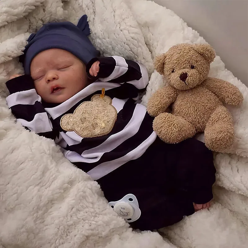 Muñecas Reborn Niño de 18 Pulgadas, Hechas a Mano, Bebés Reborn de Vinilo y Silicona Realmente Suaves, con Apariencia Realista de Recién Nacido
