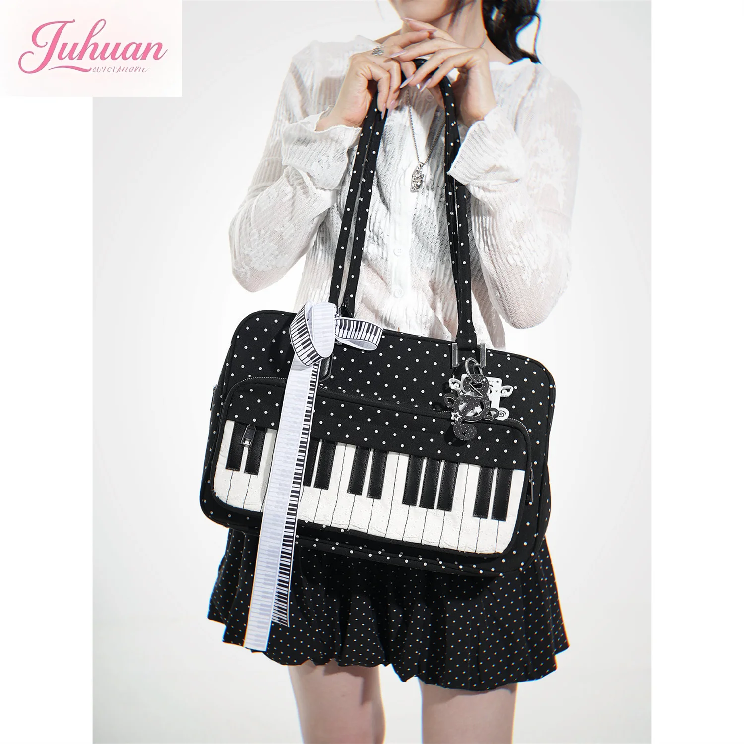

Original Design Niche Light Yabi Y2K Spice Girls Polka Dot Piano Bowling Handbag Personality Women's Shoulder Underarm Bags Tide