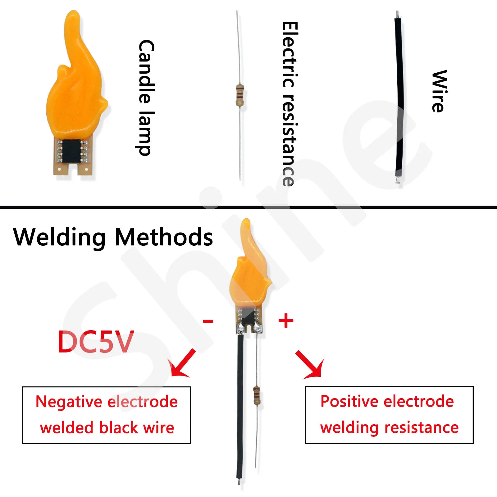 Lampe à bougie soudée LED, filament de flamme créative, ampoule Edison, décoration de fête de camping, accessoires d\'éclairage, bricolage, DC 5V,