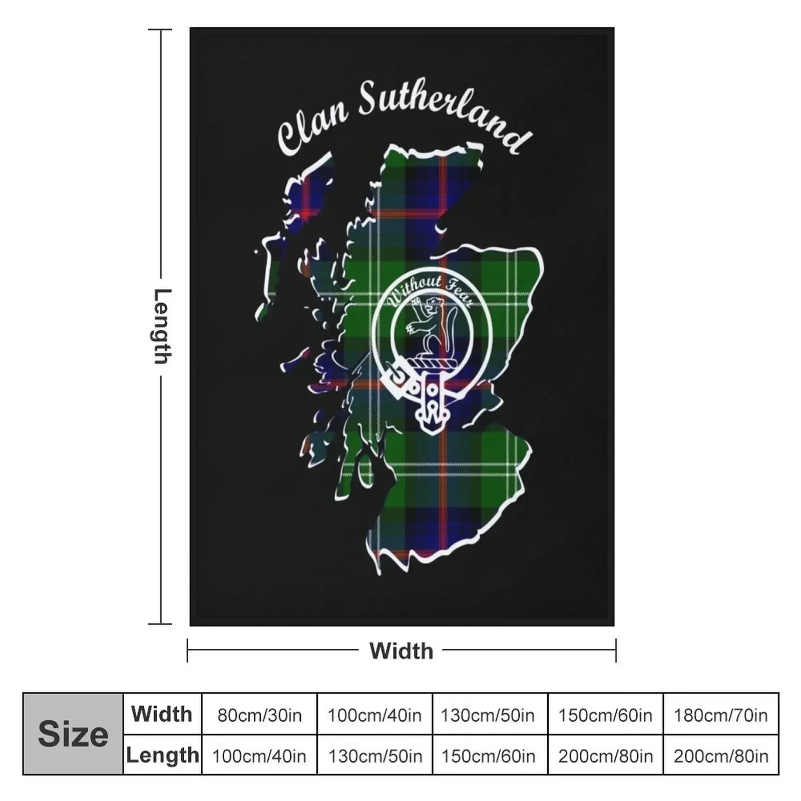 Clan Sutherland Scotland Map Crest Throw Blanket Bed linens Luxury Thicken Blankets