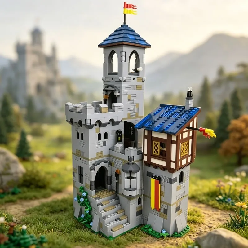 1366pcs Ancient European Lion Castle Building Blocks Medieval Fortress Architecture Model Bricks DIY Assembly Decor Gift