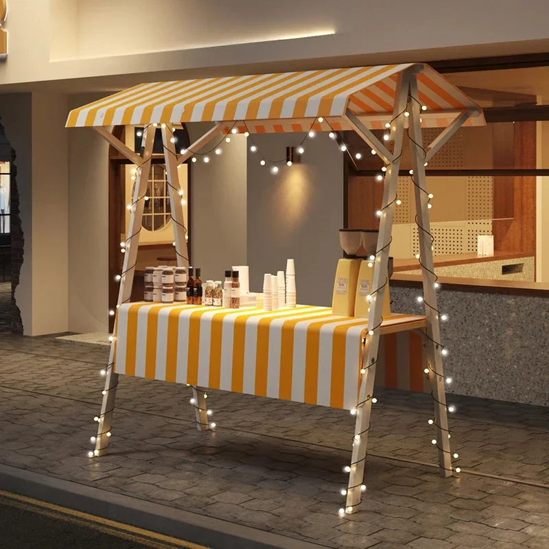

Market stall display rack, market night market wrought iron stall shelf, promotional display stand truck, mobile foldable