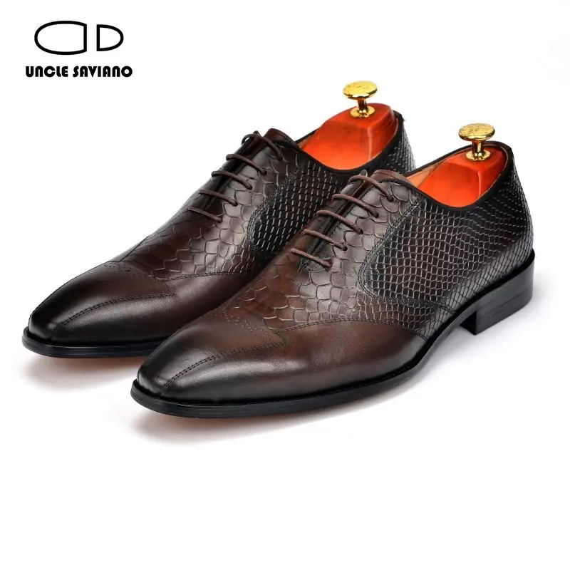 

Uncle Saviano Luxury Oxford Men Dress Shoes Wedding Best Man Shoe New Style Genuine Leather Office Formal Designer Shoes for Men