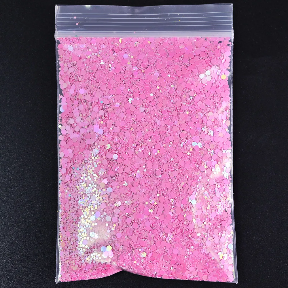 50g/Bag 3D Nail Sequins Hexagon Shape Mixed Size Flakes Holographic Glitter Powder Manicure UV Polish Decoration Nail Sequins