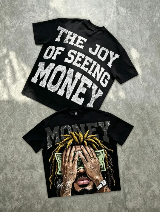 2026 Men Hip Hop Portrait Graphic T Shirt Dollar Retro Streetwear Crewneck Tee