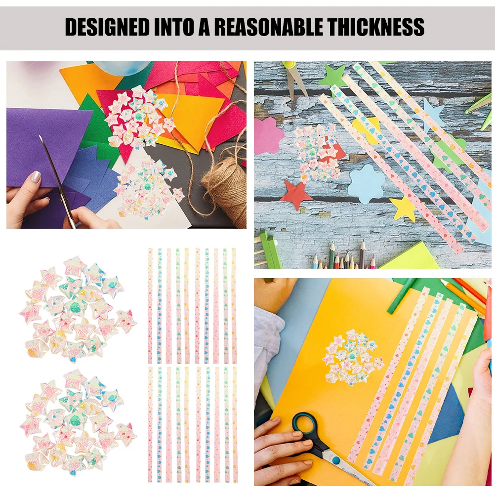 240 Piezas de Tiras de Papel con Purpurina en Forma de Estrella, Hojas de Origami con Bordes Lisos para Niños y Adultos, Manualidades, Decoraciones Navideñas, Aula