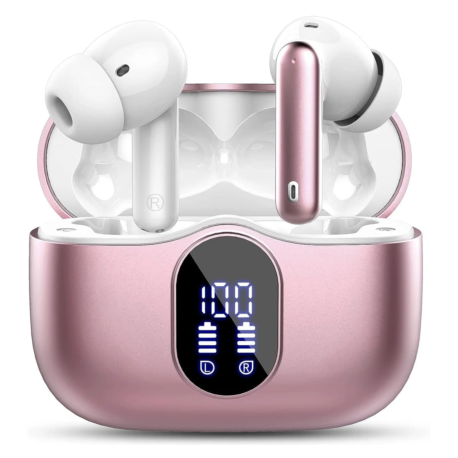 Wireless Earbuds with Bluetooth 5.3, In-Ear Headphones Featuring 4 ENC Mics and 36 Hours of Playtime, LED Display Included.