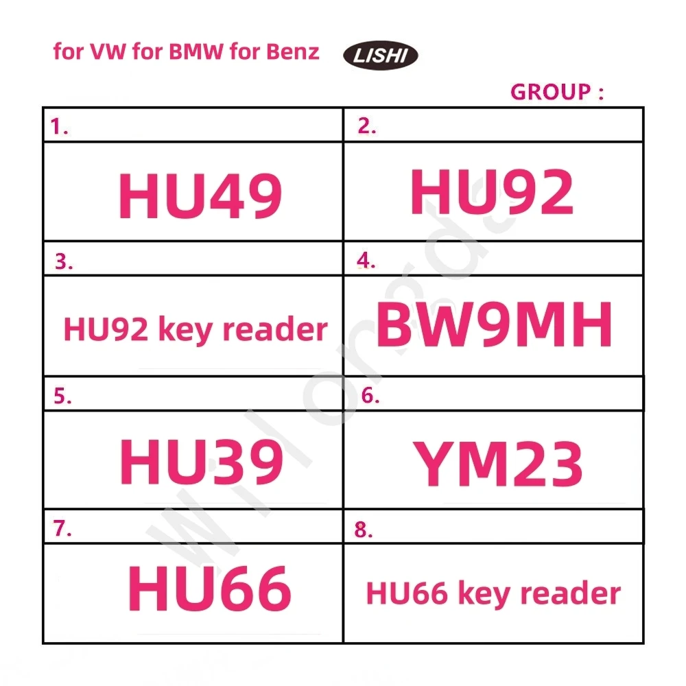 Lishi 2 w 1 HU58 HU92 BW9MH HU64 HU39 YM15 YM23 DWO4R CH1 HU49 HU66 HU162T(8) HU162T(9) HU162T(10) dla VW BMW Benz