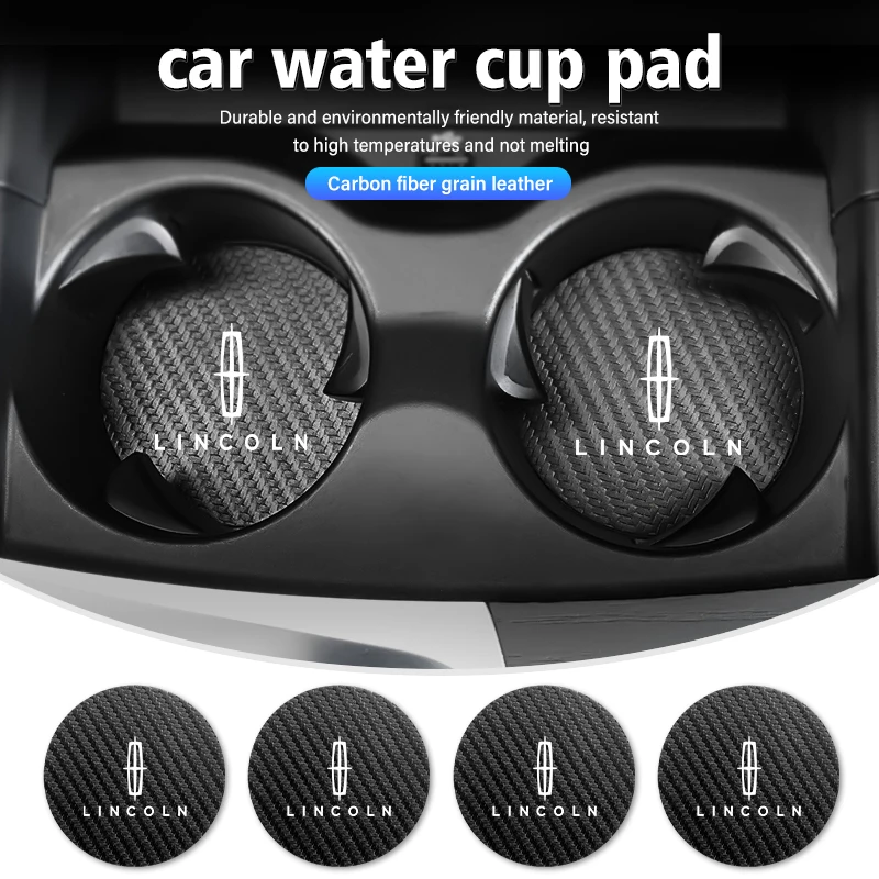 2pcs Car Coaster Non-Slip Mat Water Cup Holder Decoration For Lincoln Navigator MKZ MKX MKC MKT Continental Nautilus