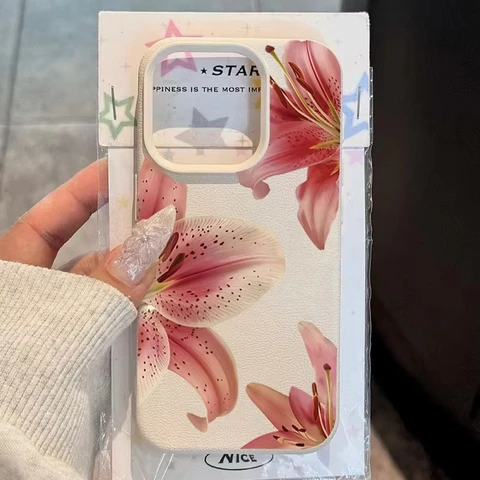 Милый чехол для телефона с узором красных лилий для Samsung A05S A06 A07 A15 A16 A34 A35 A53 A54 S23 S25 Ultra, противоударный, мягкий, защитный чехол-футляр