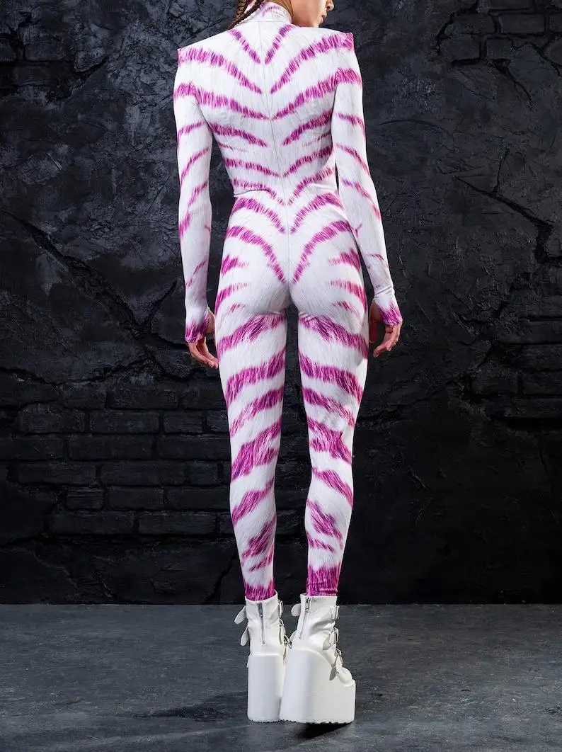 Unisex 3D-gedruckter Tier-Schlangenschädel Cosplay Slim Bodysuit Erwachsenen-Halloween-Cosplay Zirkus-Bühnenkostüm Karneval-Jumpsuit – Detail 5