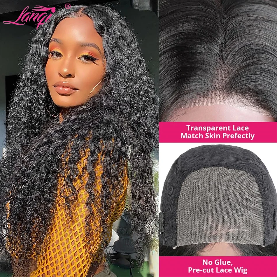 250 Density Deep Wave Frontal Wig Human Hair Ready To Wear Curly Lace Closure Human Hair Wig Transparent Lace Wig