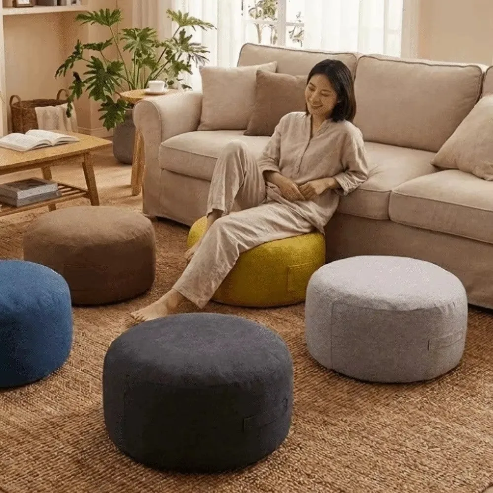 Large Capacity Round Seat Cushion Cover Large Opening Multi Color Unstuffed Cushion Cover Polyester Fiber Sofa Stool Cover