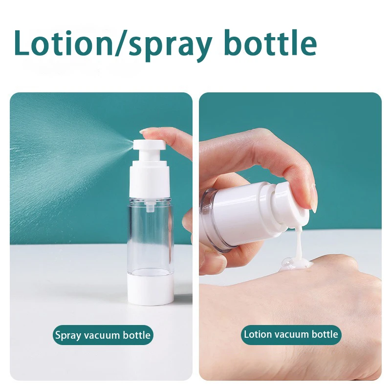15/30/50/80/100ml Vacuum Lotion Spray Bottle Travel Portable Refillable Bottles Clear Airless Cosmetic Cream Pump Bottle