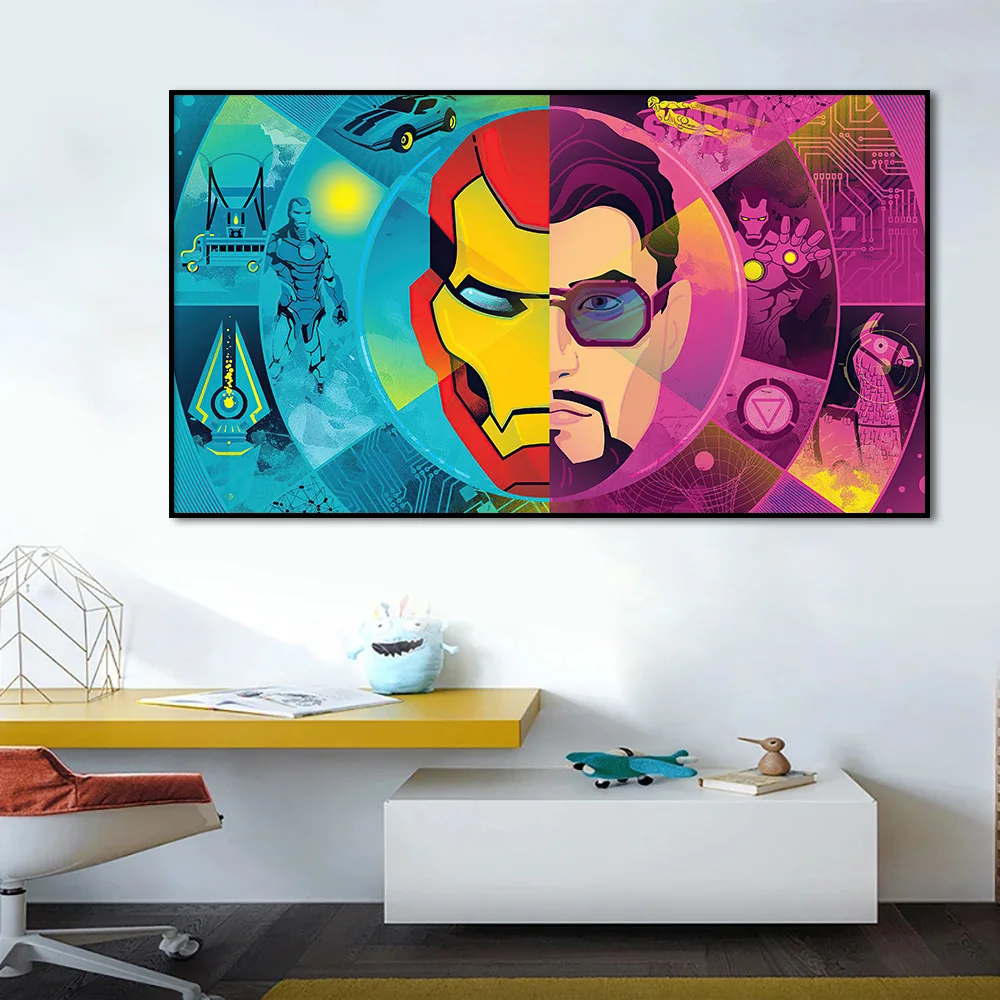 Iron Man Cartoon Painting Modern Abstract Wall Art Canvas Poster Print Disney Superheroes Picture Living Room Home Decor Cuadros