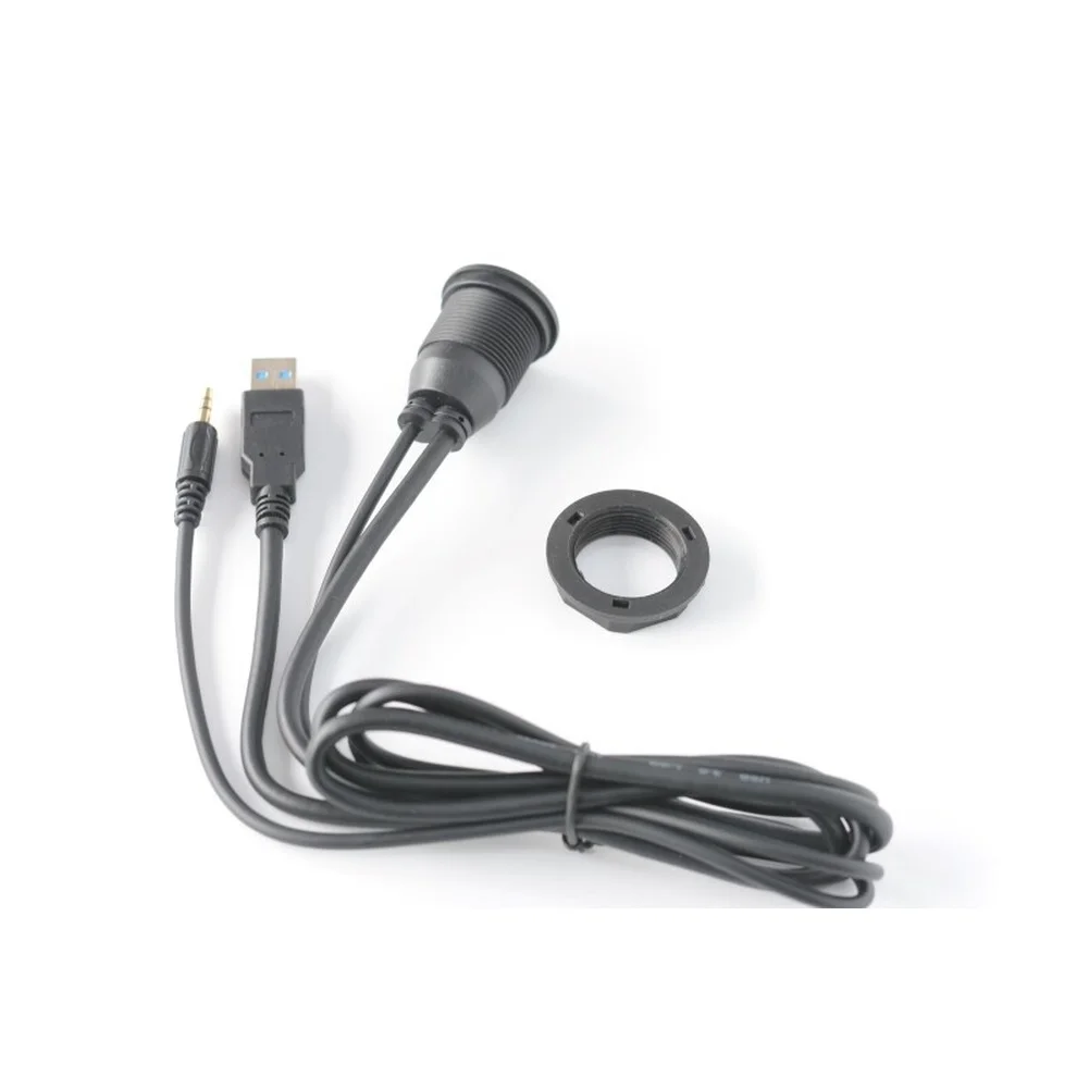 Car Audio Extension USB 3.0 AUX Panel Sleek Black Finish Oxygen-free Copper Wiring High-speed Data Transfer USB Extension