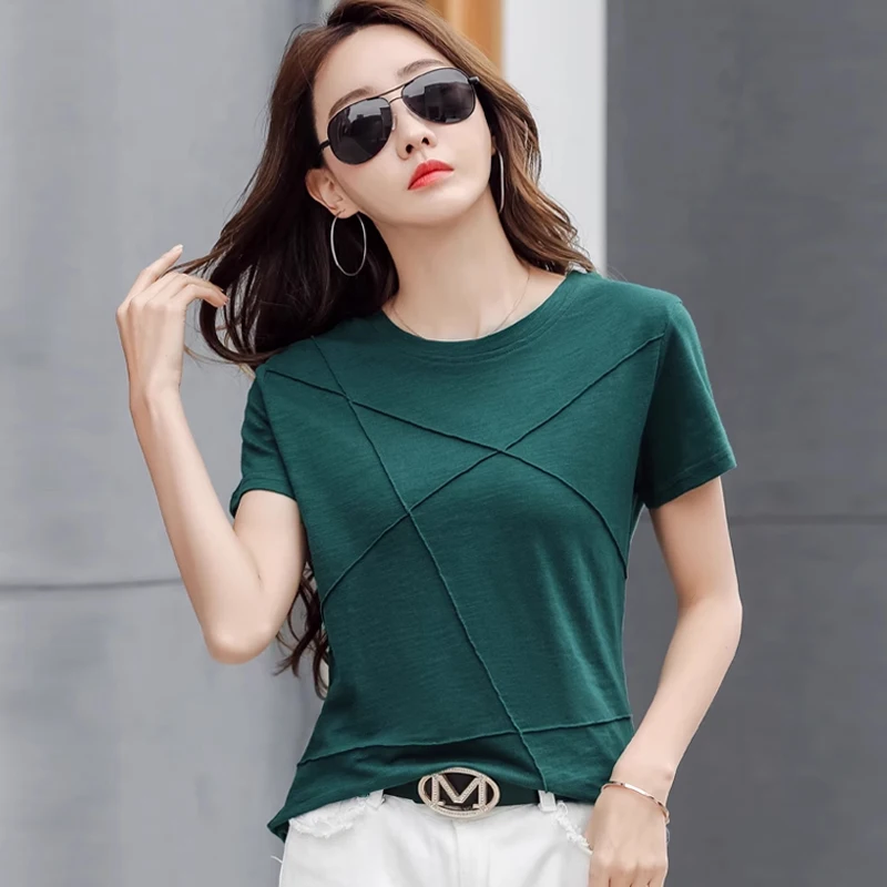 Short Sleeve Women T Shirt Summer Tops for Women Blusas Mujer De Moda 2022 Verano Solid O-Neck Women T-shirt Woman Tshirts C515