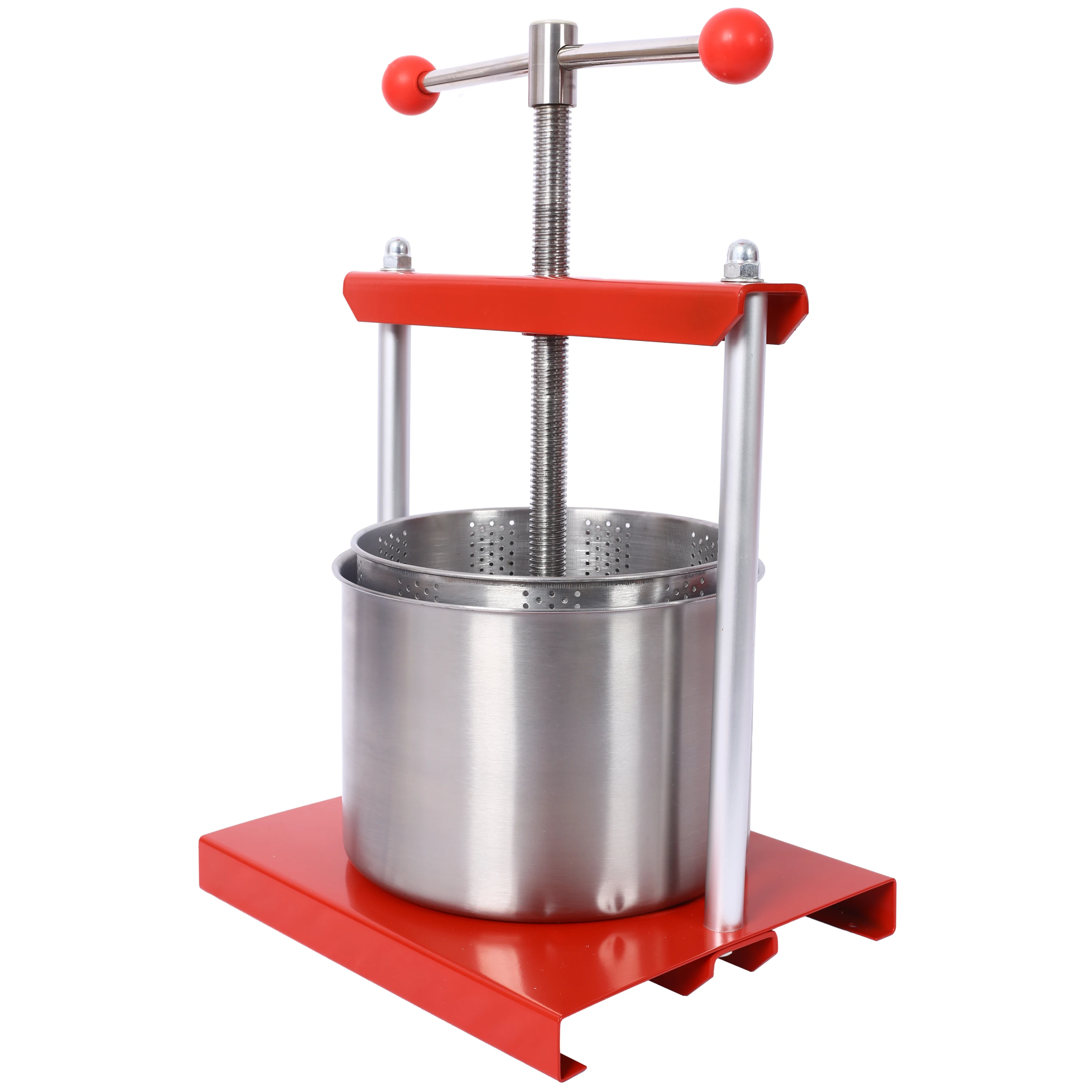 Prensa manual para vino y fruta, máquina prensadora de barriles de acero inoxidable de 0,53 galones para jugo, vegetales, vino y aceite de oliva