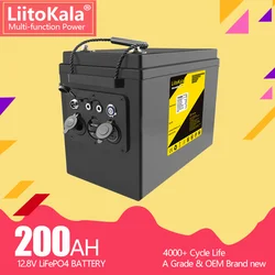 Akumulator LiitoKala 12V 200AH + LCD lifepo4 4S 12.8V 200Ah z wskaźnik napięcia do falownika do wózek golfowy łodzi o mocy 1200w