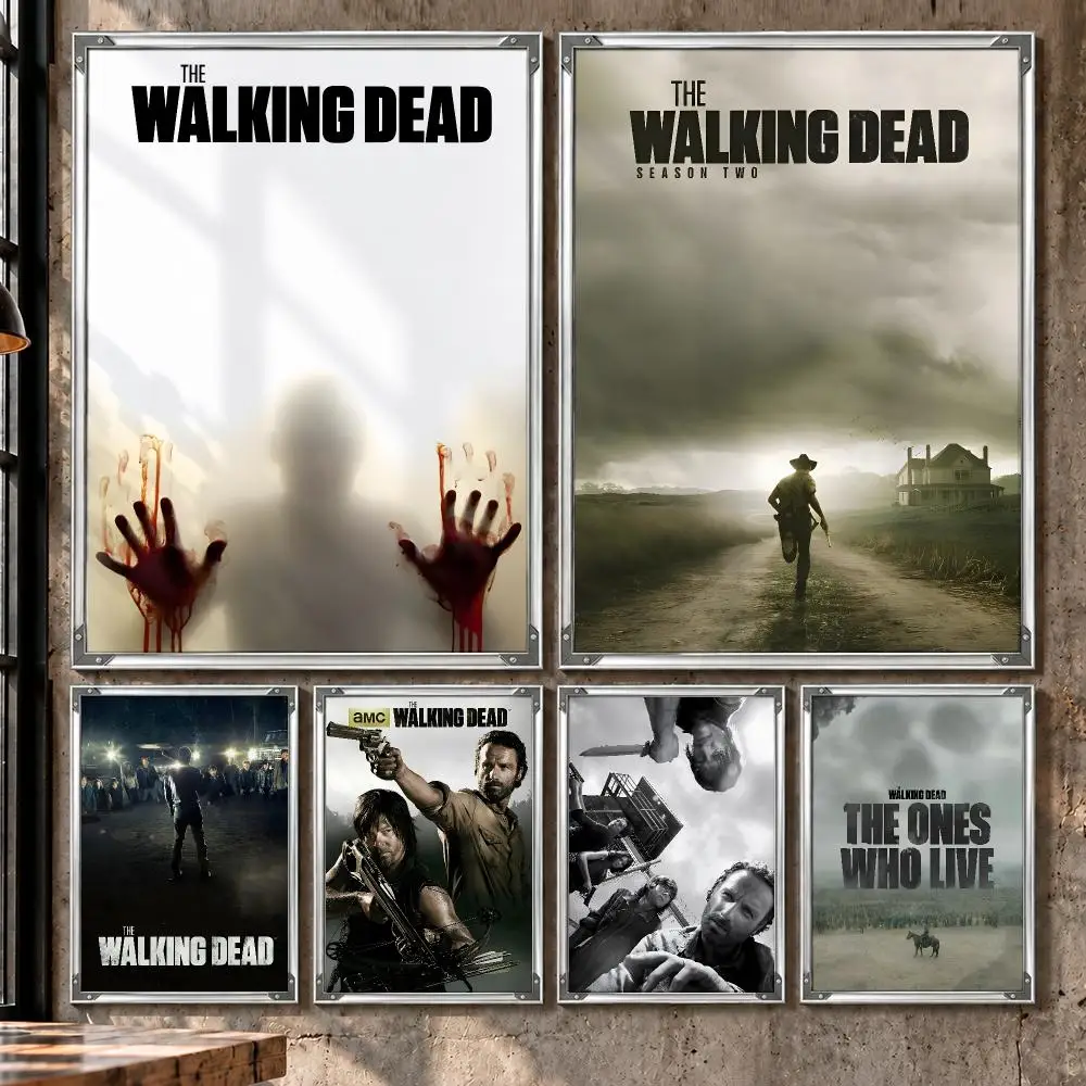 Series Walking Dead Zombie Survival Poster HD Self-Stick Wall Decor Bedroom Dorm Office Gaming Garage Bathroom Gift