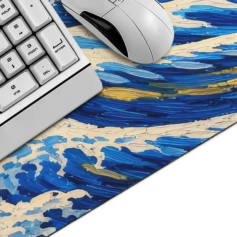 Van Gogh's Artistic Waves Mouse Pad Gamer printon demand HD Home New Mousepad XXL MousePads Soft Gaming laptop Table Mat