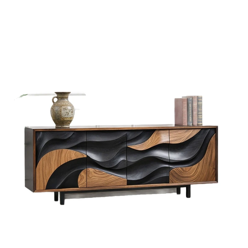 LTT Italian minimalist dining side cabinet New Chinese solid wood porch cabinet Living room decorative cabinet