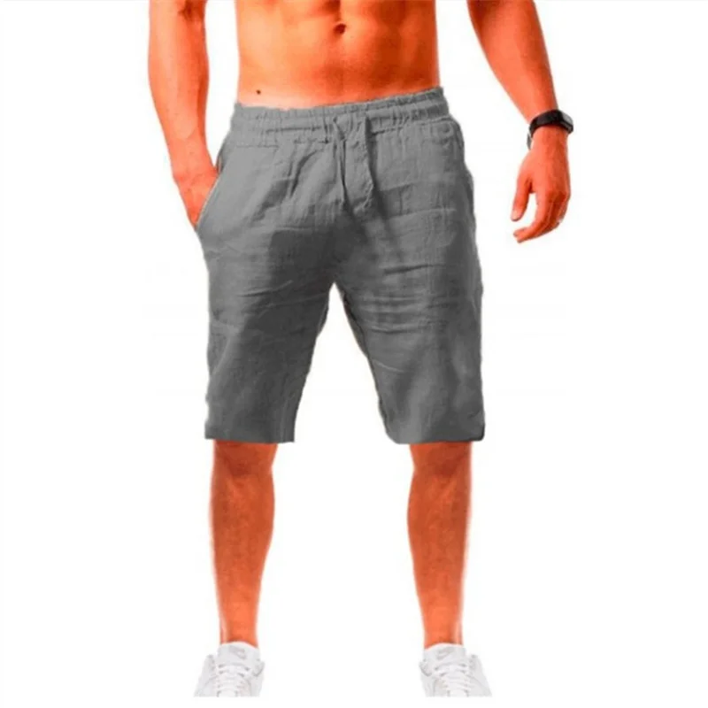 Oversized Casual Soild Shorts Men Summer Cotton Linen Shorts Man Breathable Sport Beach Shorts Gym Basketball Shorts Men Clothes