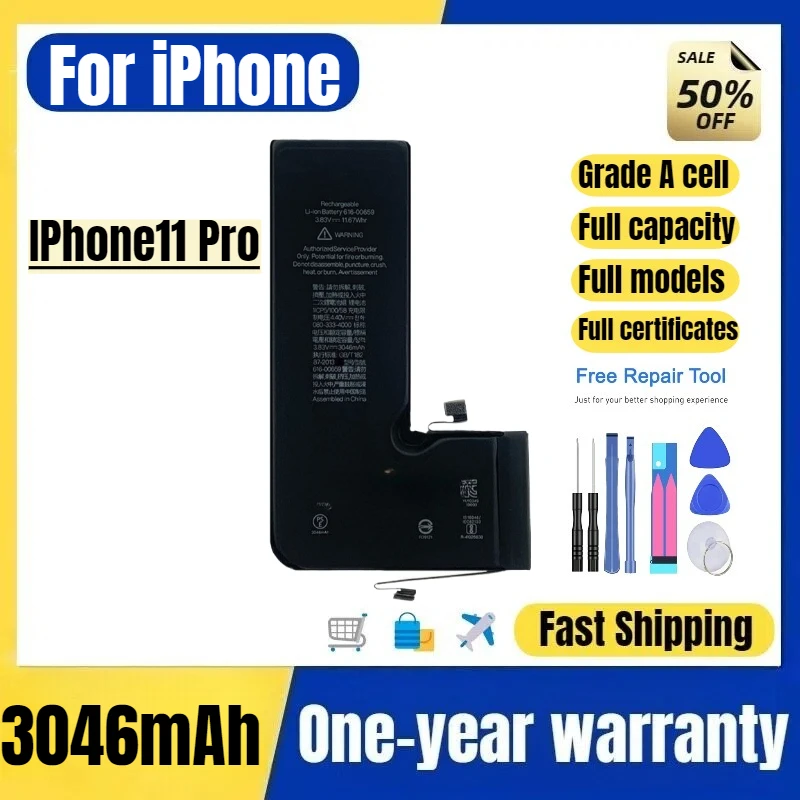 A2215/A2160/A2217 for IPhone11 Pro Mobile Phone Battery High Quality  Replacement Bateria Grade A Cell with Tools