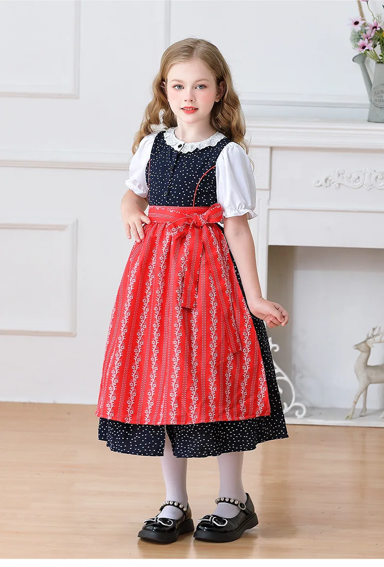 Kinder Karnevalskostüm München Oktoberfest Mädchenkostüm Klassisches Alpen-Landkostüm Mädchen Paradekostüm Cosplay Festliches Kleid Party – Detail 32