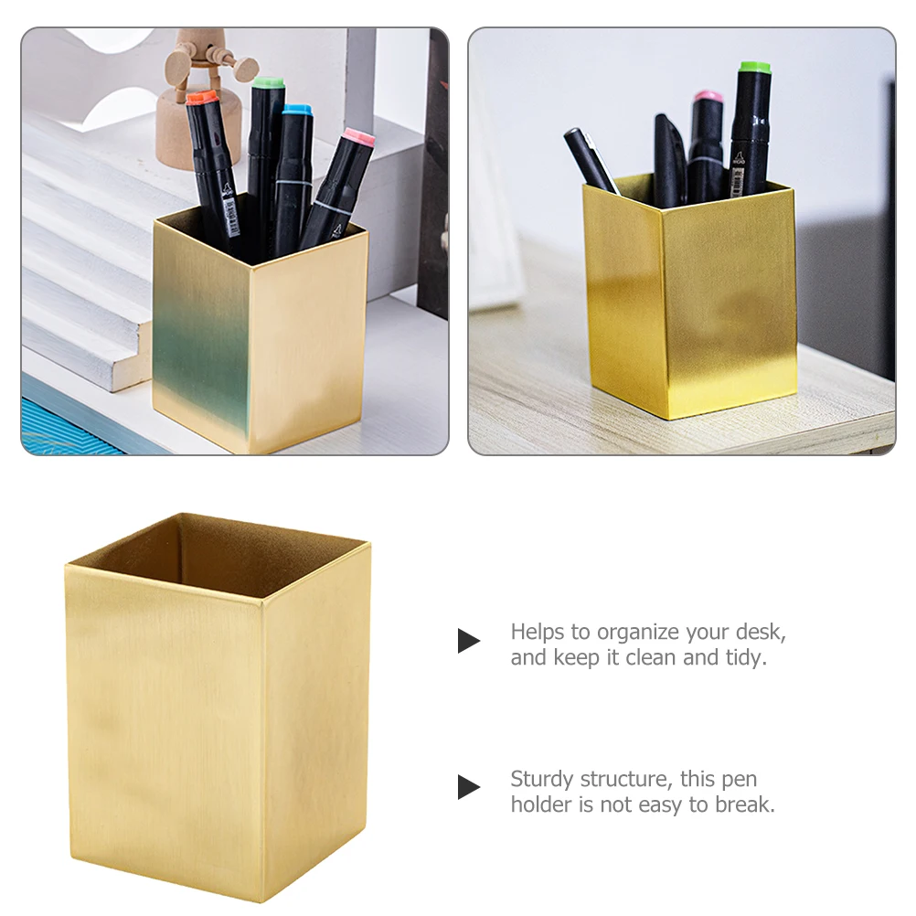 Stainless Steel Holder Golden Desktop Sundries Organizer Desktop Organizer Cup Office Accessory Pencil Cup Marker Stand